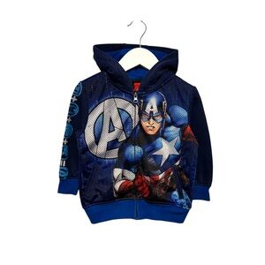 ⭐️ 5/$30 Marvel Mad Engine Kids Captain America Zip Hoodie size 2T